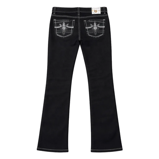 PAVINI MEN'S STRAIGHT FIT EMBROIDERED JEANS (HJ-30 BLACK)
