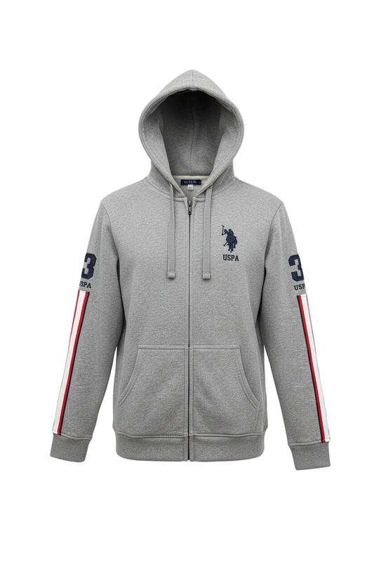 MEN'S U.S. POLO FLEECE PULLOVER HOODIE (GREY)