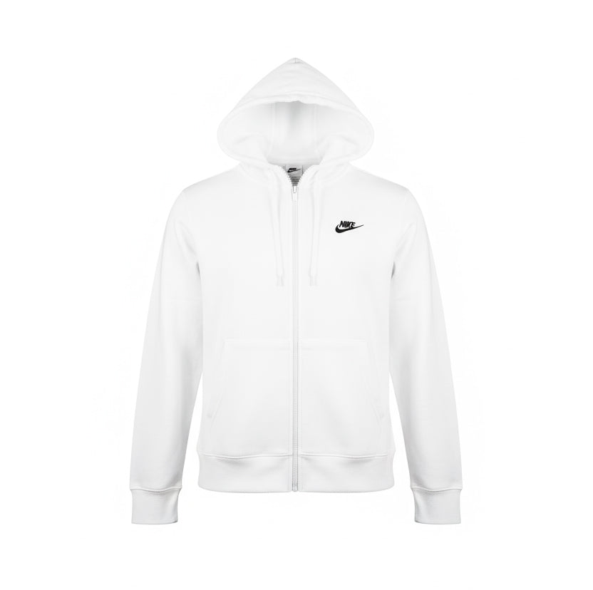 NIKE SPORTSWEAR CLUB FLEECE ZIP-UP PULLOVER HOODIE (WHITE)