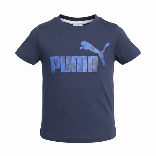 KIDS PUMA LOGO SHORT SLEEVE T-SHIRT (NAVY BLUE SIZES 2Y-18Y)