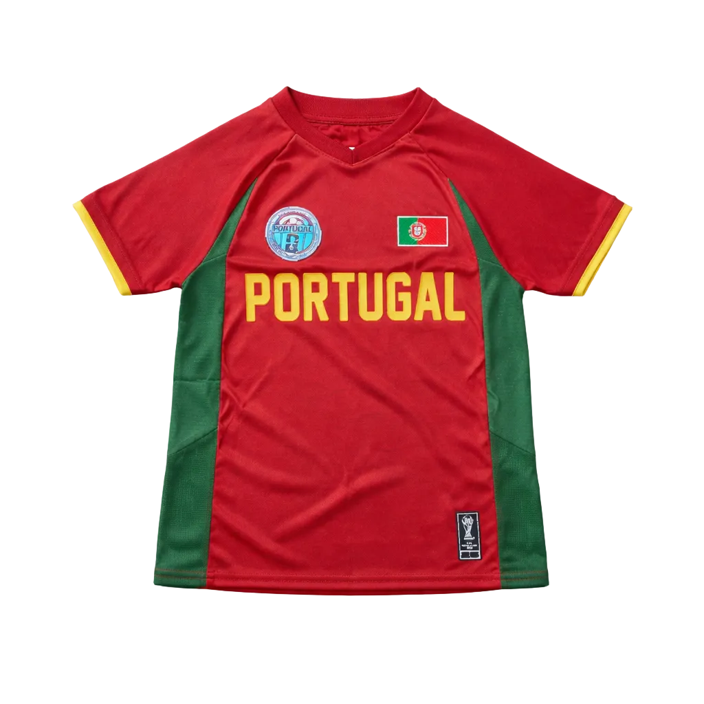 KIDS FIFA WORLD CUP 2026 PORTUGAL NATIONAL TEAM MAROON RED SOCCER JERSEY