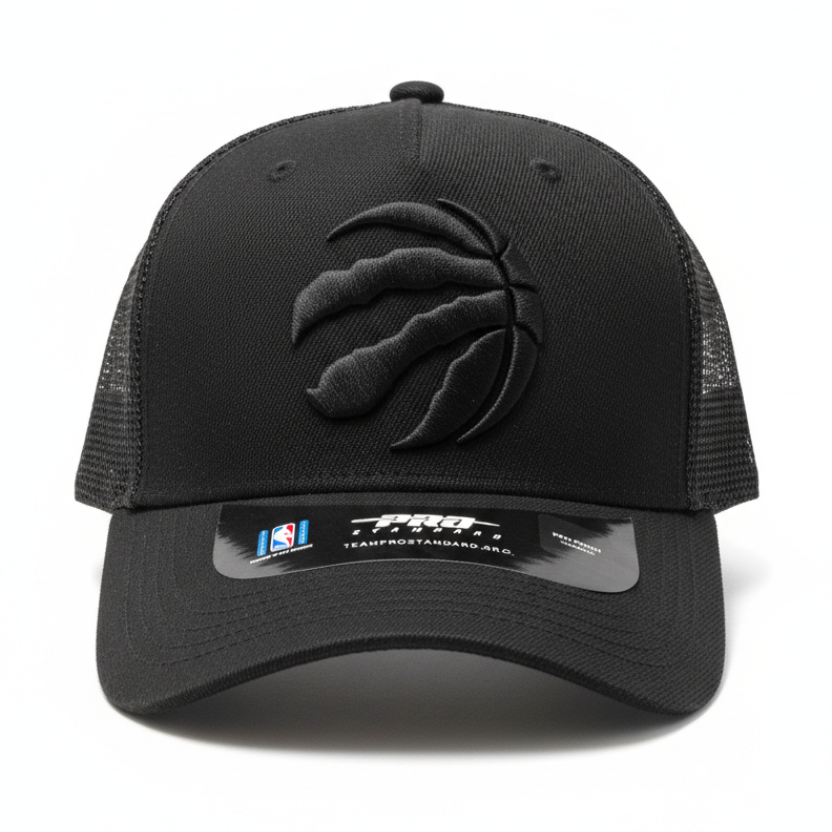 PRO STANDARD NBA TORONTO RAPTORS CLASSIC BLACKOUT WOOL BLEND PRO PINCH TRUCKER SNAPBACK CAP