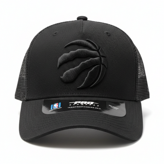 PRO STANDARD NBA TORONTO RAPTORS CLASSIC BLACKOUT WOOL BLEND PRO PINCH TRUCKER SNAPBACK CAP