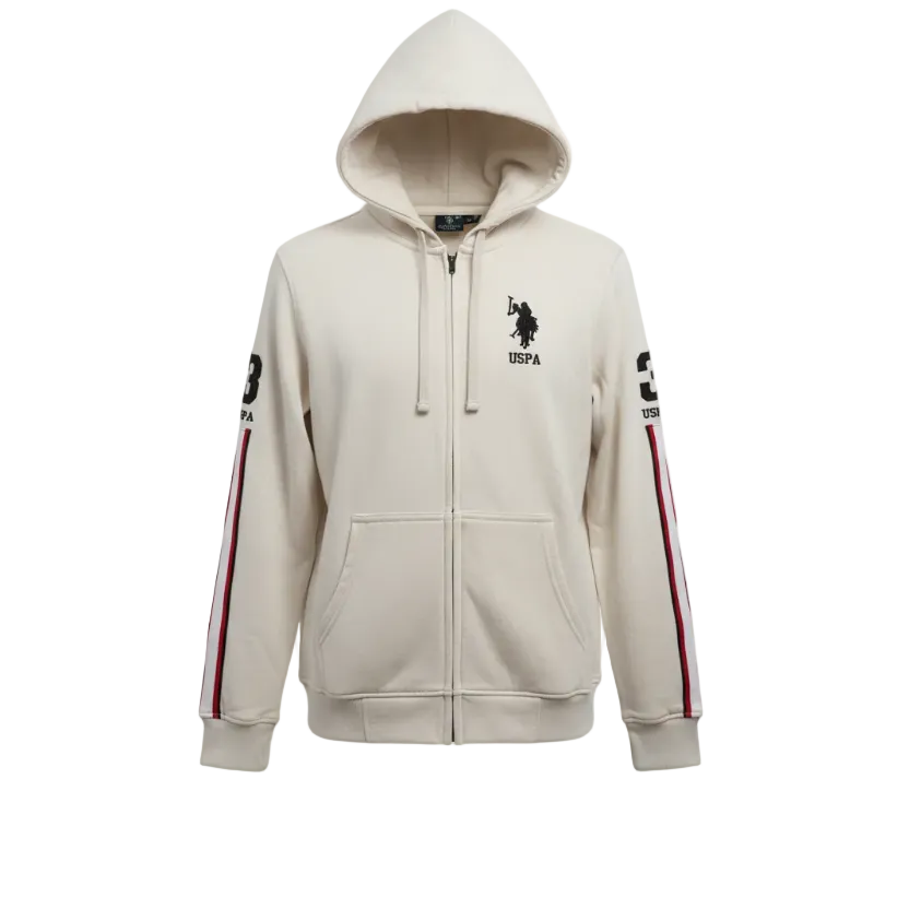 MEN'S U.S. POLO FLEECE PULLOVER HOODIE (CREAM)