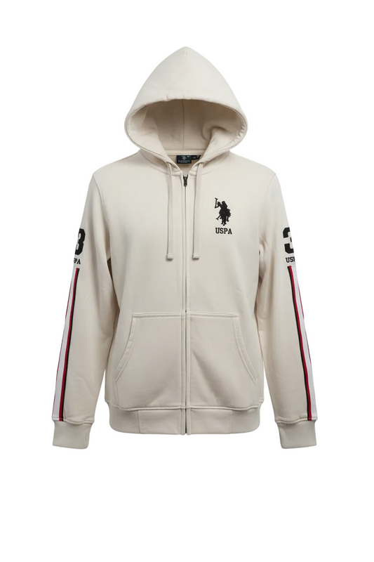 MEN'S U.S. POLO FLEECE PULLOVER HOODIE (CREAM)