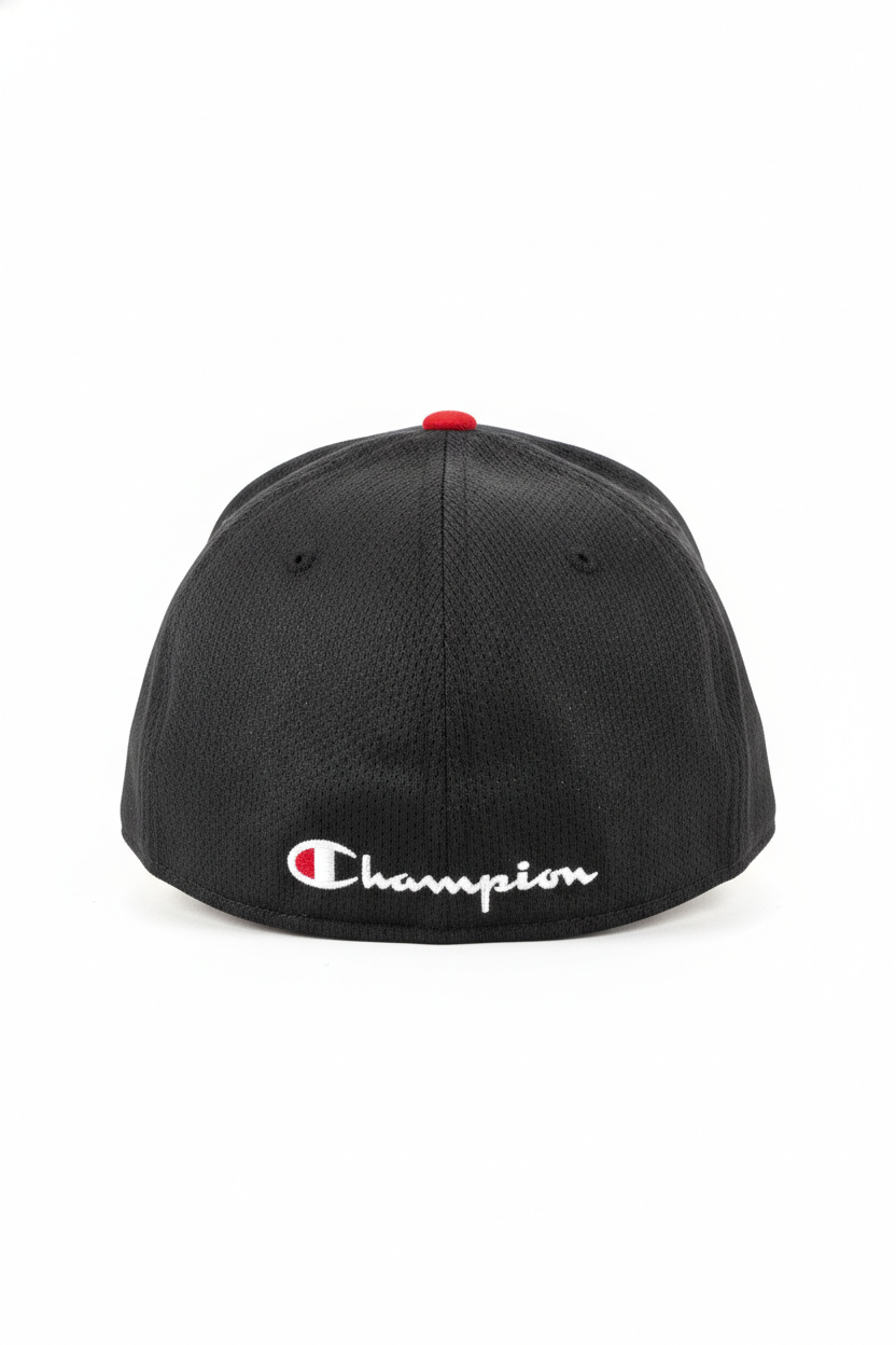 CHAMPION MEN'S RED & BLACK STRETCH HAT