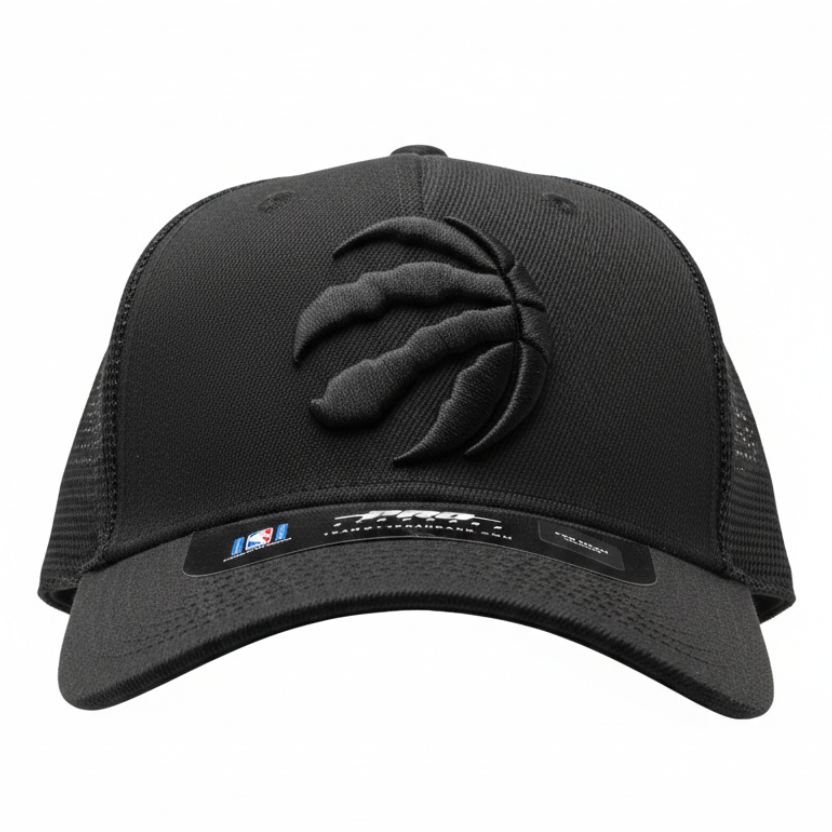 PRO STANDARD NBA TORONTO RAPTORS CLASSIC BLACKOUT WOOL BLEND PRO PINCH TRUCKER SNAPBACK CAP