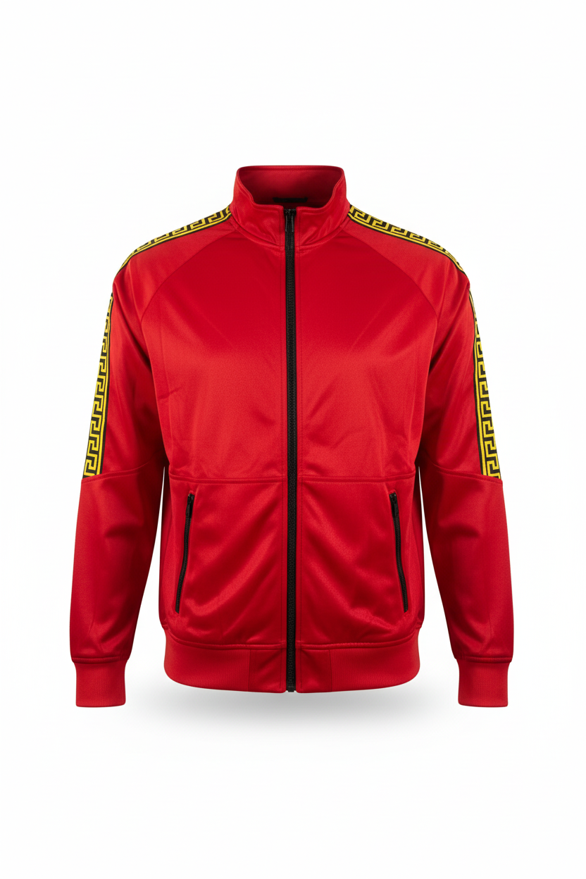 ZERO CALVIN MEN'S ZIP-UP TRACK JACKET (RED)