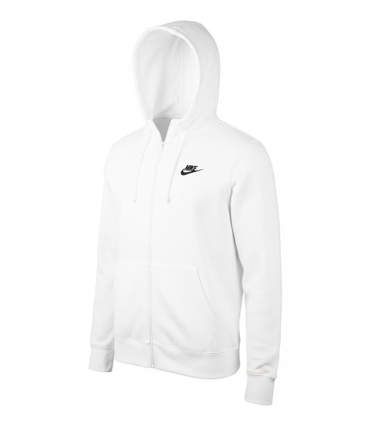NIKE SPORTSWEAR CLUB FLEECE ZIP-UP PULLOVER HOODIE (WHITE)