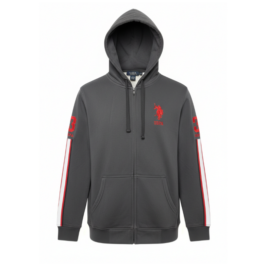MEN'S U.S. POLO FLEECE PULLOVER HOODIE (CHARCOAL)