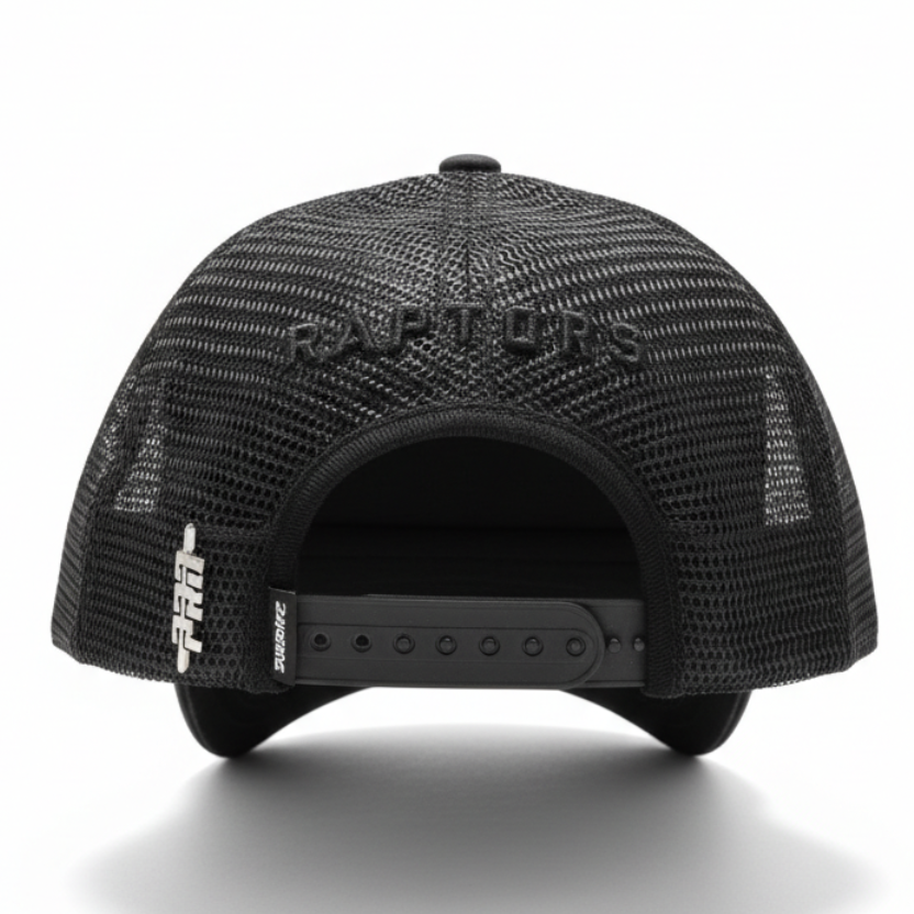 PRO STANDARD NBA TORONTO RAPTORS CLASSIC BLACKOUT WOOL BLEND PRO PINCH TRUCKER SNAPBACK CAP