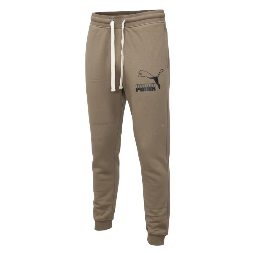 PUMA MEN'S LOGO PRINT FLEECE JOGGER (COFFEE BROWN)