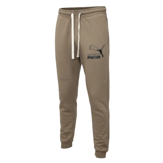 PUMA MEN'S LOGO PRINT FLEECE JOGGER (COFFEE BROWN)