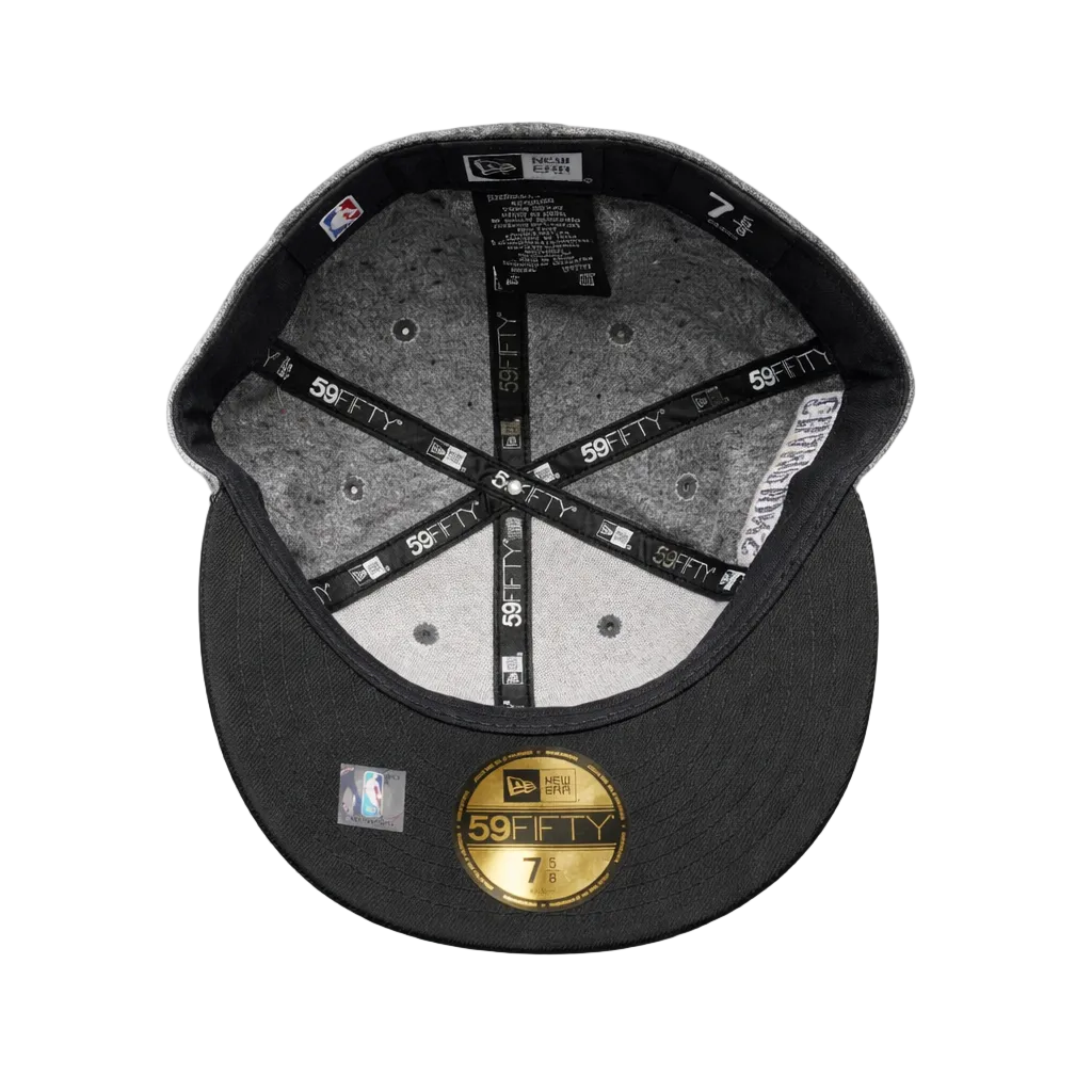 MEN'S 5950 TORONTO RAPTORS RED ON GREY WITH BLACK LEATHER BRIM FITTED HAT