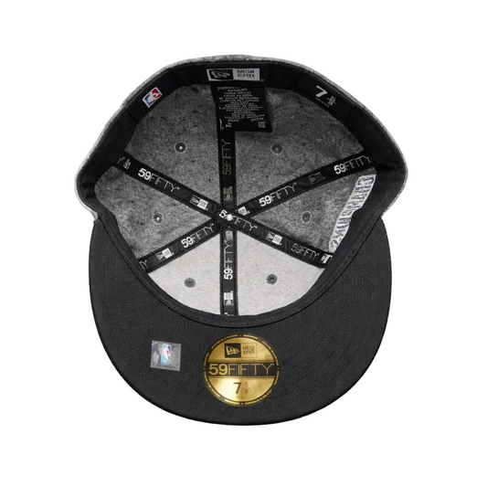 MEN'S 5950 TORONTO RAPTORS RED ON GREY WITH BLACK LEATHER BRIM FITTED HAT