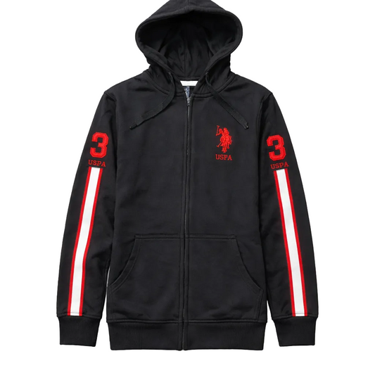 MEN'S U.S. POLO FLEECE PULLOVER HOODIE (BLACK)