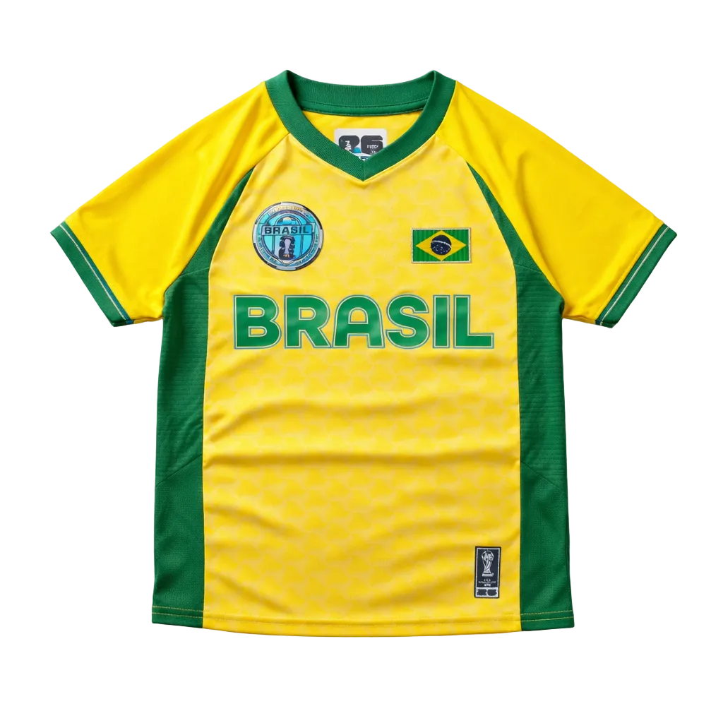 KIDS FIFA WORLD CUP 2026 BRAZIL NATIONAL TEAM ROYAL YELLOW/GREEN SOCCER JERSEY