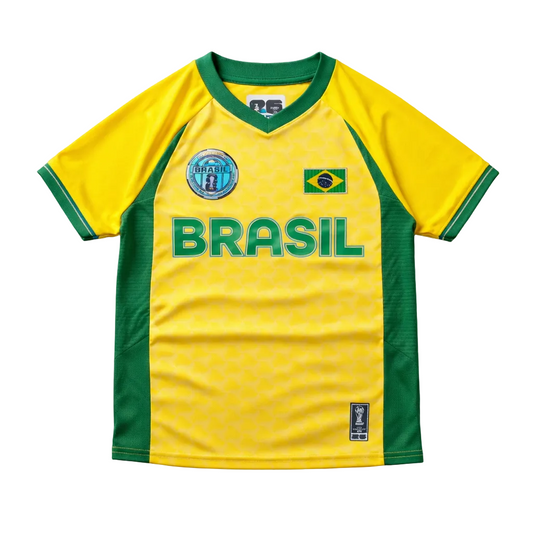 KIDS FIFA WORLD CUP 2026 BRAZIL NATIONAL TEAM ROYAL YELLOW/GREEN SOCCER JERSEY