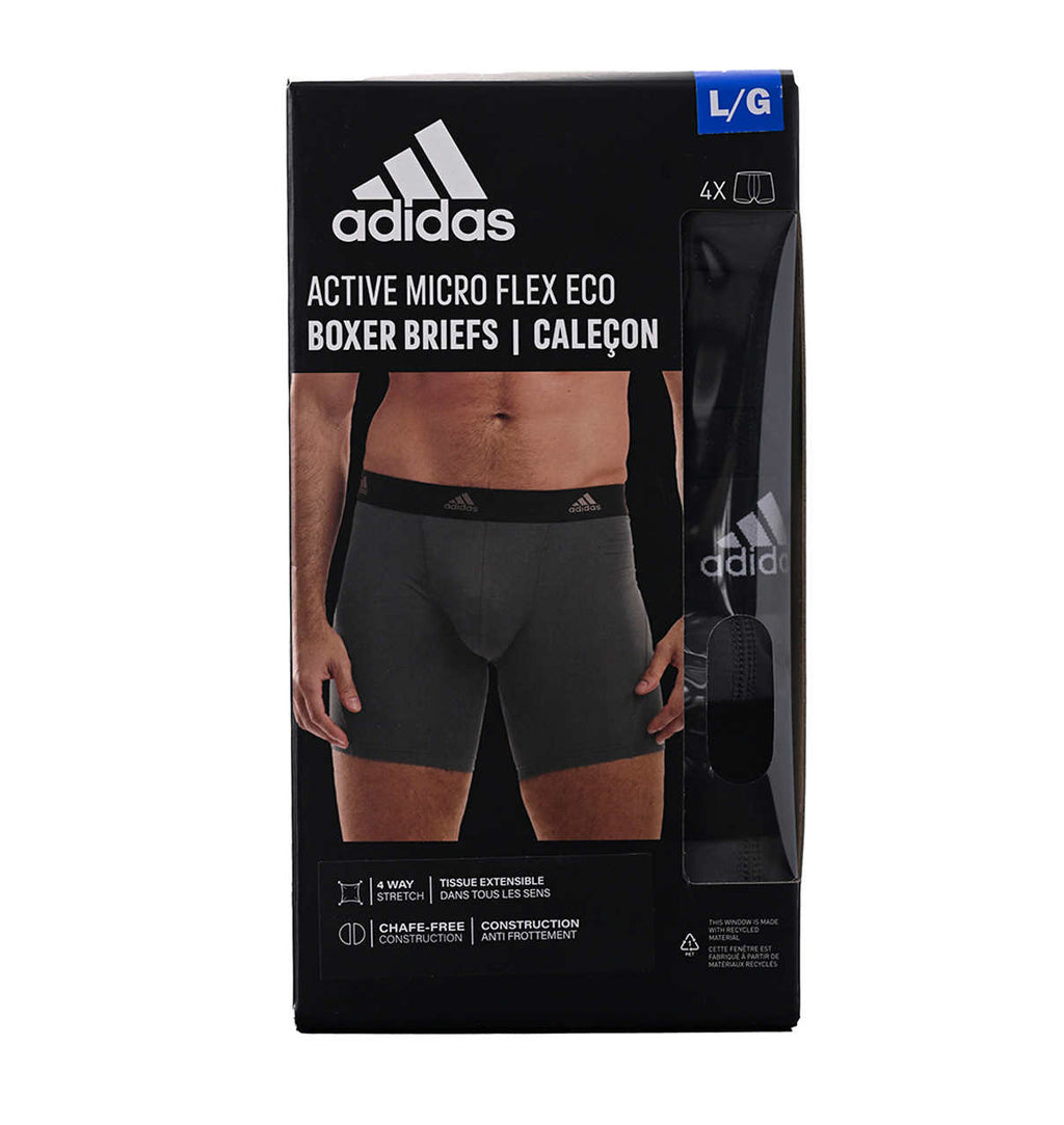 ADIDAS MEN'S ACTIVE MICRO FLEX BOXER BRIEFS (BLACK/GREY)