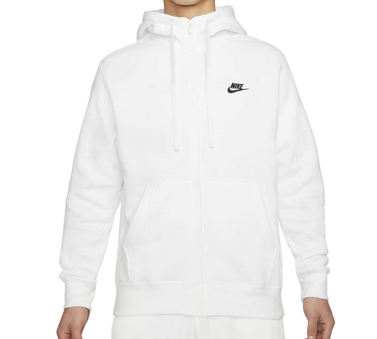 NIKE SPORTSWEAR CLUB FLEECE ZIP-UP PULLOVER HOODIE (WHITE)