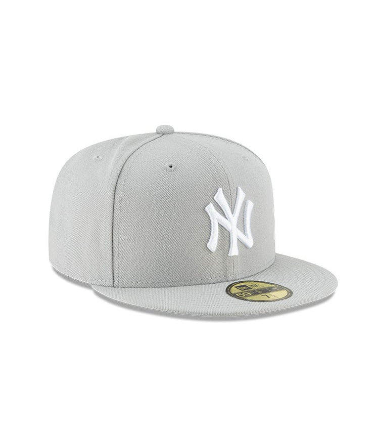 5950 YANKEES WHITE ON GREY FITTED HAT