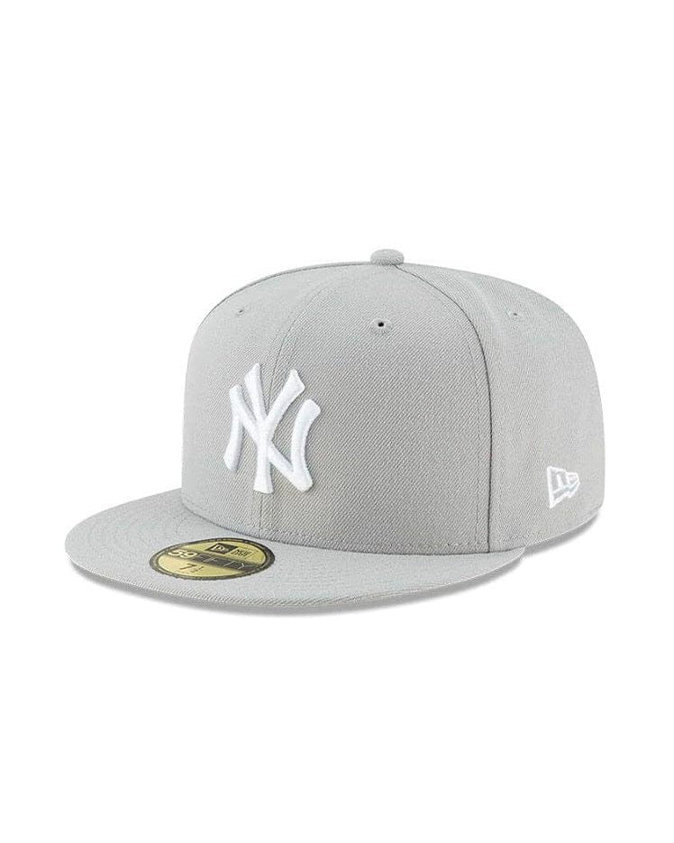 5950 YANKEES WHITE ON GREY FITTED HAT