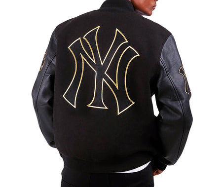 PRO STANDARD MEN'S MLB NEW YORK YANKEES BLACK/GOLD VARSITY JACKET