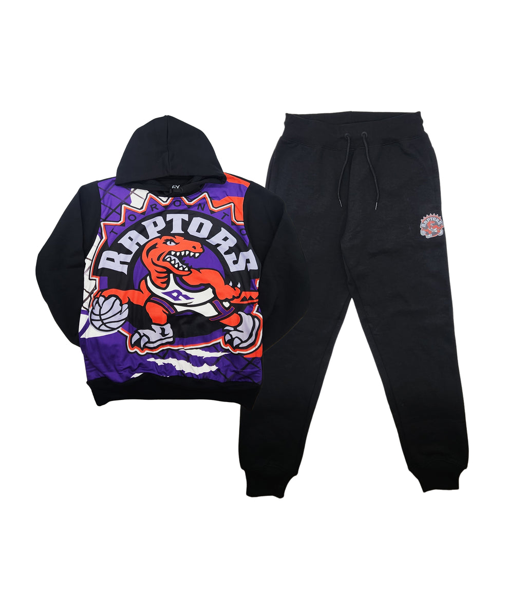 CITY OF DREAMS TORONTO RAPTORS MEN'S BIG & TALL FLEECE TRACKSET (BLACK)