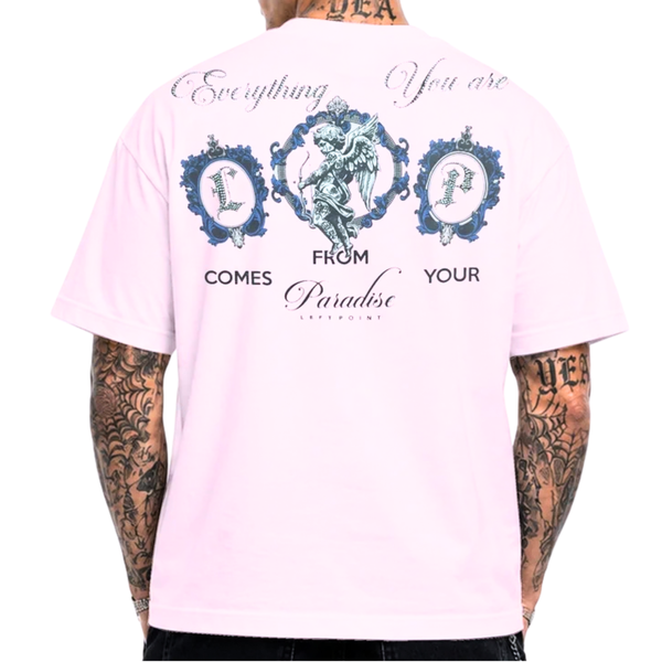 LEFT POINT MEN'S RHINESTONE DESIGN PARADISE PINK T-SHIRT