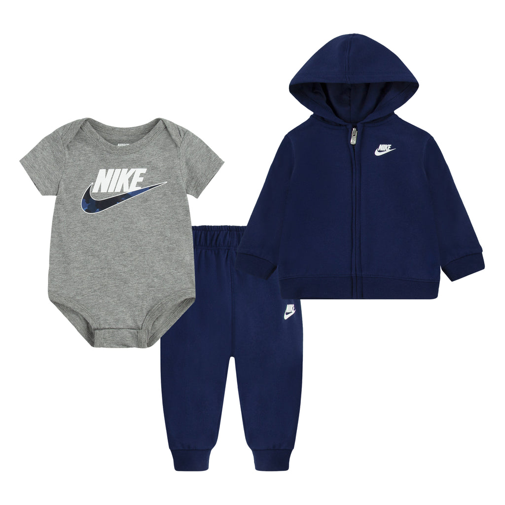 NIKE INFANTS 3-PIECE PANTS SET (NAVY/GREY SIZE 0-9M)