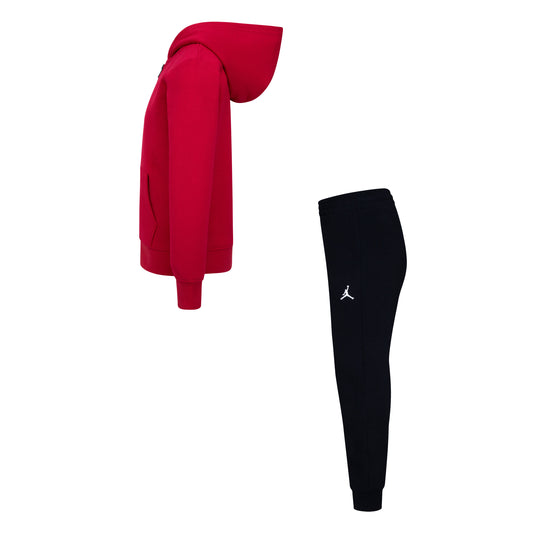 JORDAN KIDS MJ BROOKLYN FLEECE RED & BLACK HOODIE SET (SIZE 4-7Y)