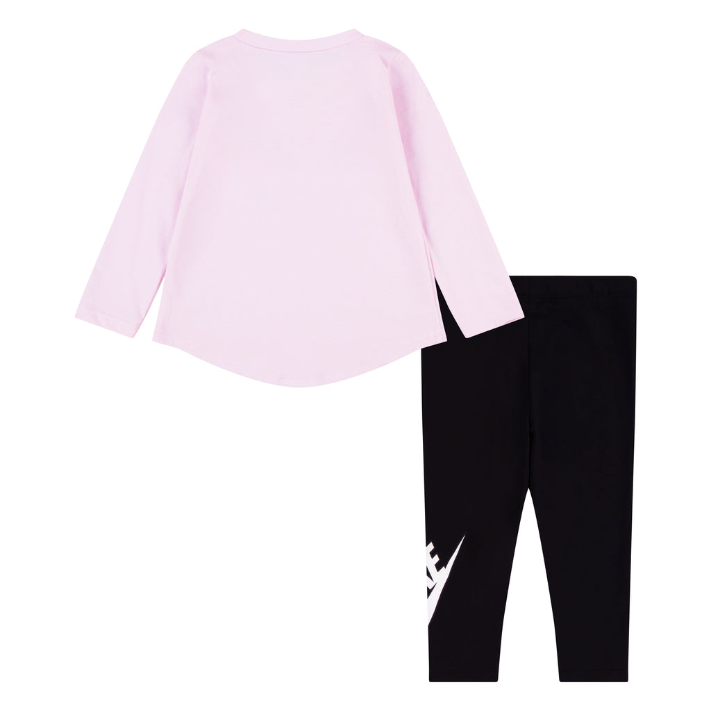 NIKE TODDLER GIRLS' LONG SLEEVE TOP & LEGGING SET (PINK/BLACK SIZE 2T-4T)