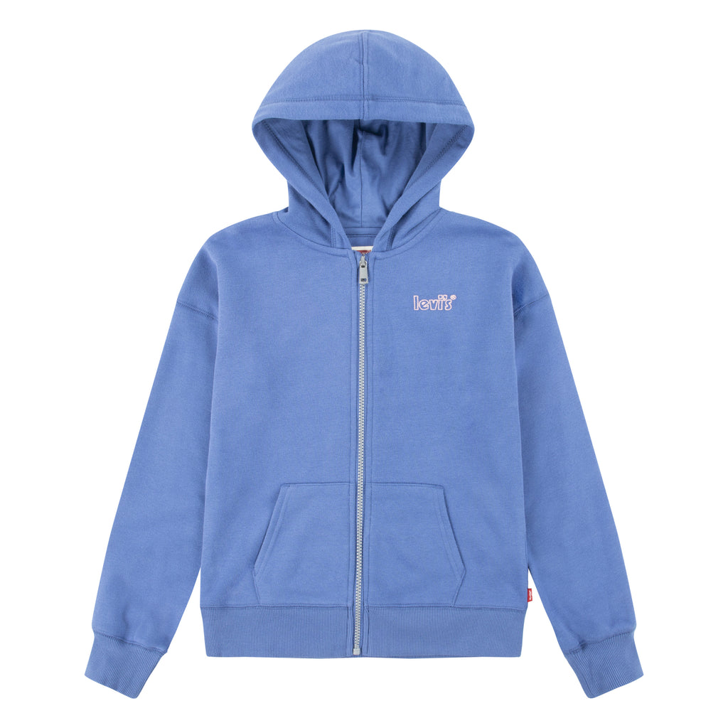 LEVI'S KIDS POSTER LOGO ZIP-UP BLUE HOODIE (YOUTH SIZE S-XL)