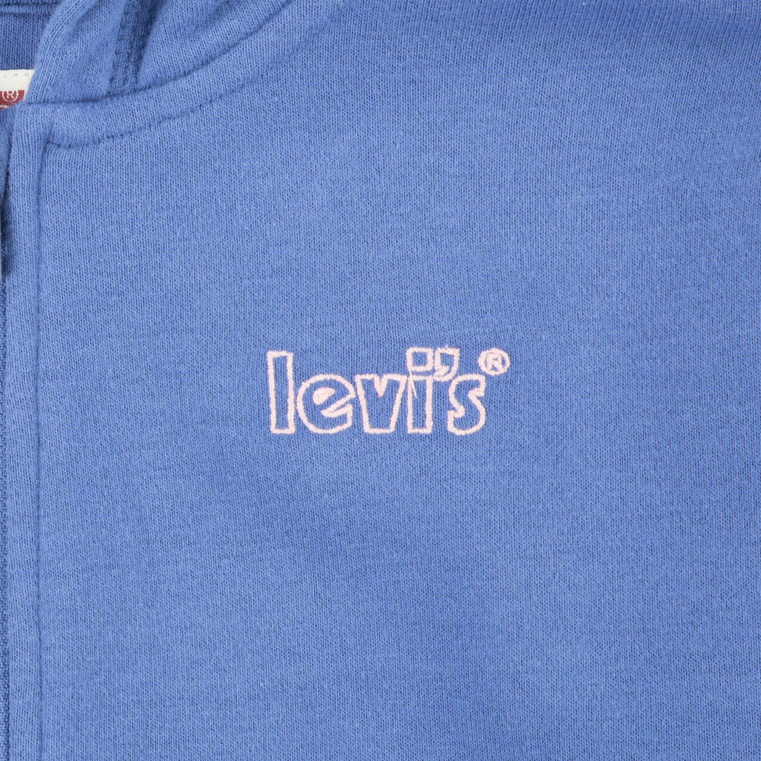 LEVI'S KIDS POSTER LOGO ZIP-UP BLUE HOODIE (YOUTH SIZE S-XL)