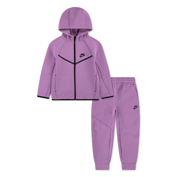 NIKE SPORTSWEAR KIDS' TECH FLEECE FULL ZIP LIGHT MAGENTA PURPLE HOODIE & JOGGER SET (SIZE 4-7 YEARS)