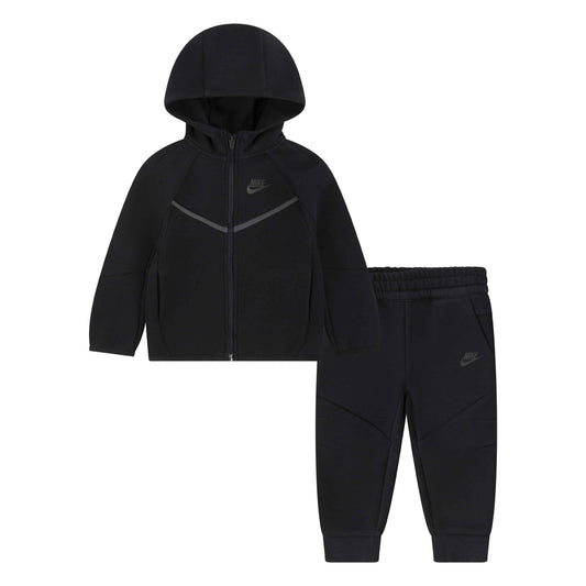 NIKE SPORTSWEAR TODDLERS' TECH FLEECE FULL ZIP ALL BLACK HOODIE & JOGGER SET (SIZE 2T-4T)