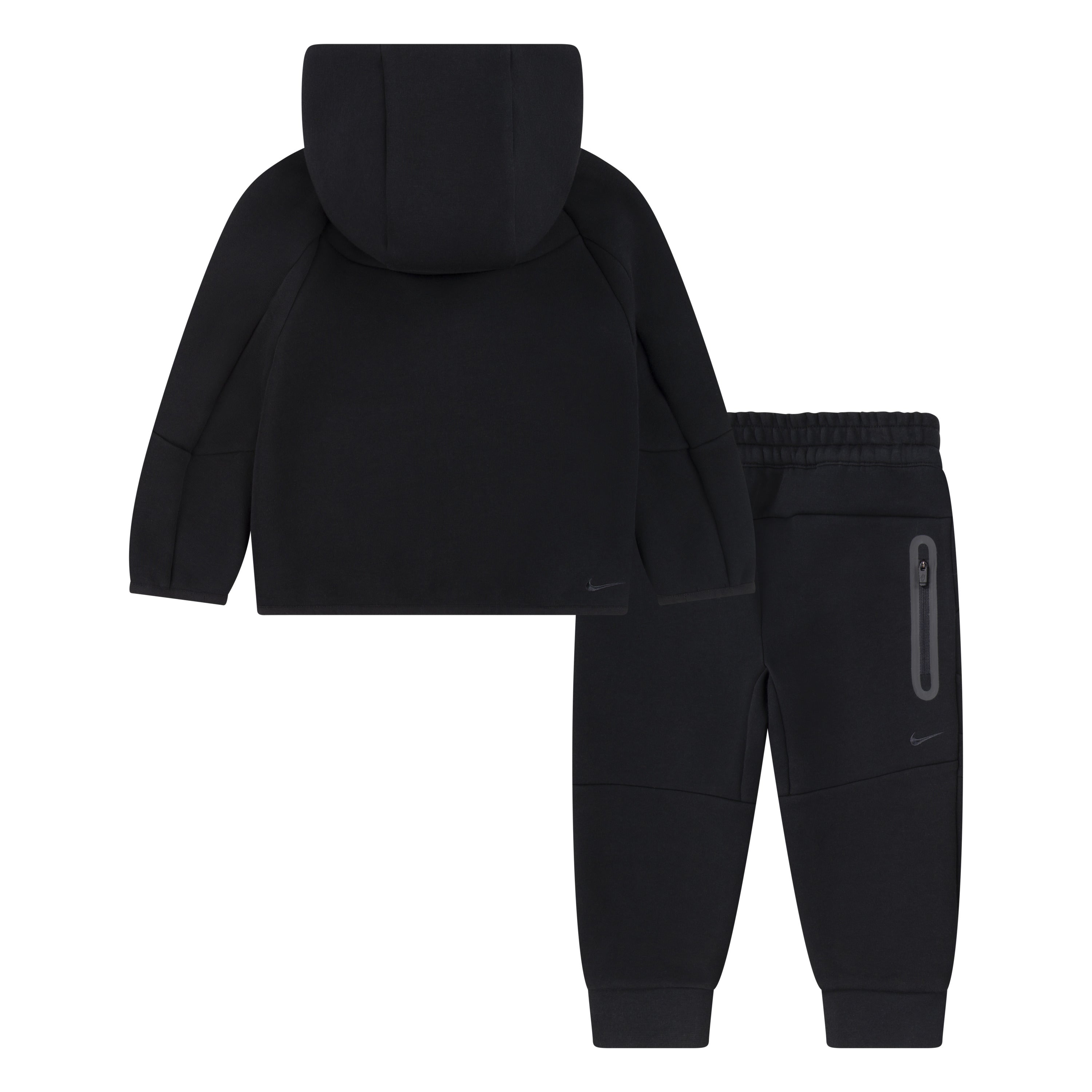 NIKE SPORTSWEAR TODDLERS' TECH FLEECE FULL ZIP ALL BLACK HOODIE & JOGGER SET (SIZE 2T-4T)