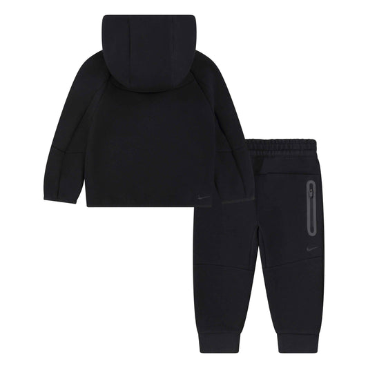 NIKE SPORTSWEAR TODDLERS' TECH FLEECE FULL ZIP ALL BLACK HOODIE & JOGGER SET (SIZE 2T-4T)