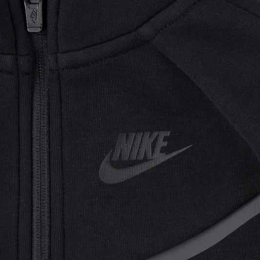 NIKE SPORTSWEAR TODDLERS' TECH FLEECE FULL ZIP ALL BLACK HOODIE & JOGGER SET (SIZE 2T-4T)