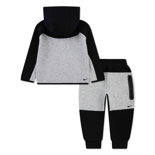 NIKE SPORTSWEAR TODDLERS' TECH FLEECE FULL ZIP BLACK & GREY HOODIE & JOGGER SET (SIZE 2T-4T)