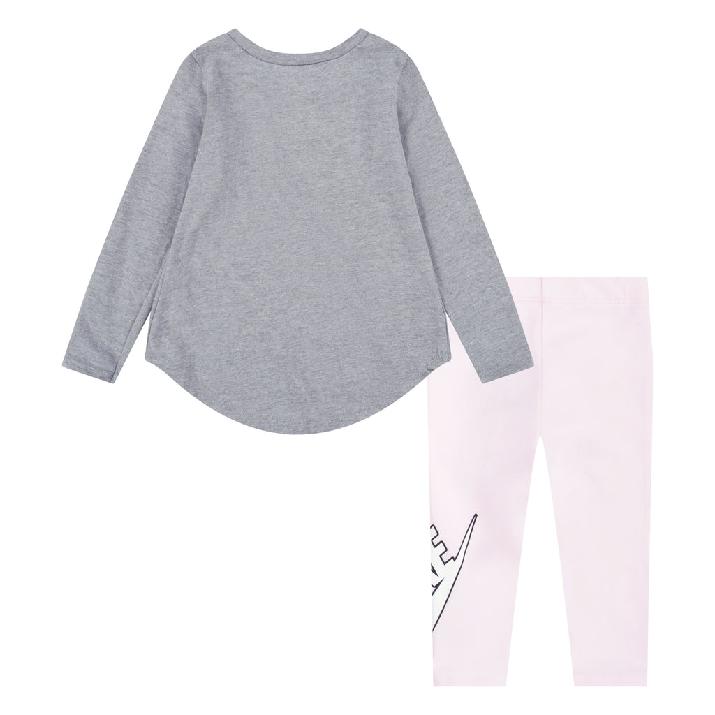 NIKE TODDLER GIRLS' LONG SLEEVE TOP & LEGGING SET (GREY/PINK SIZE 2T-4T)