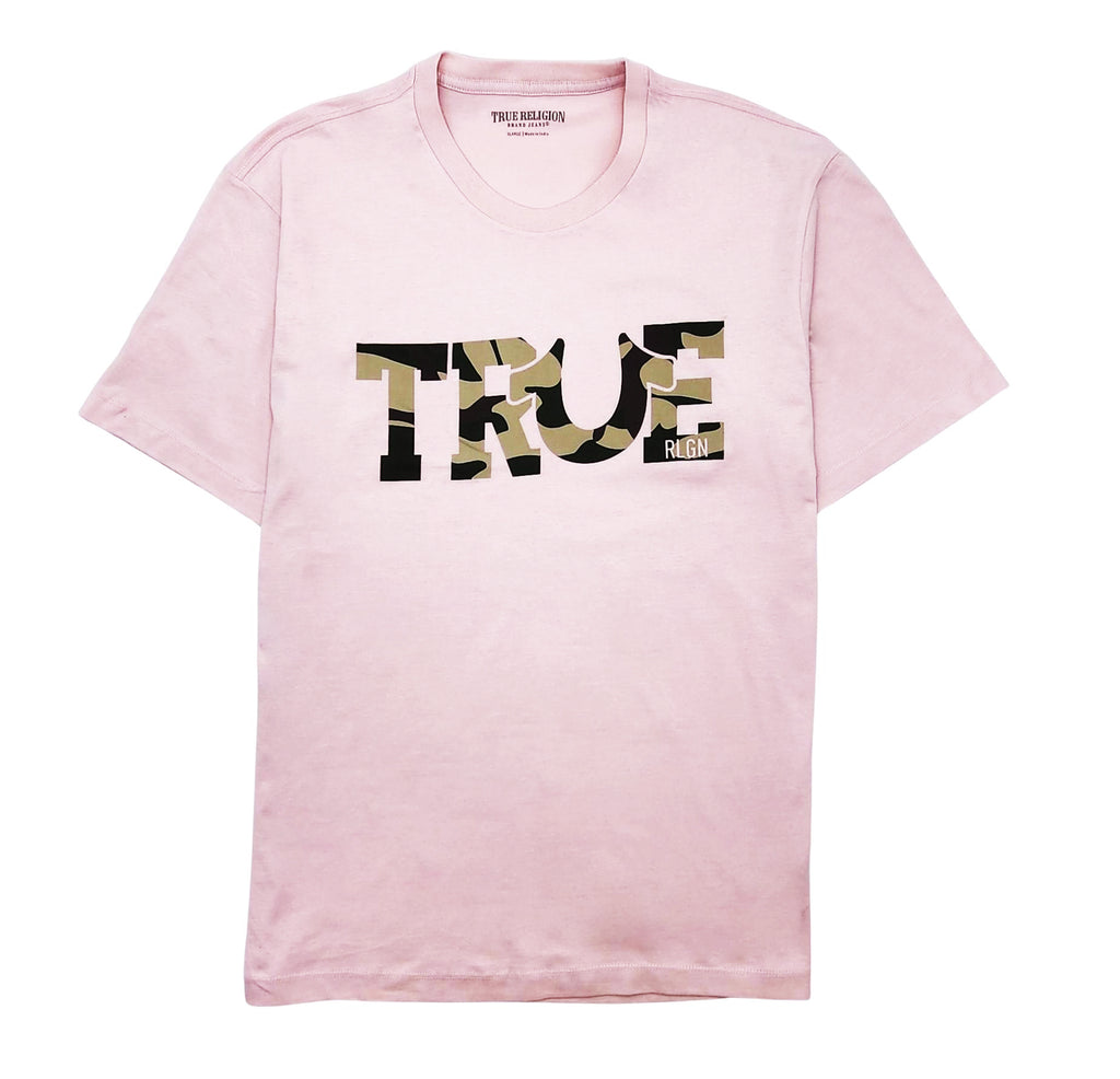 TRUE RELIGION TILTED CAMO LOGO TEE (PALE LILAC)