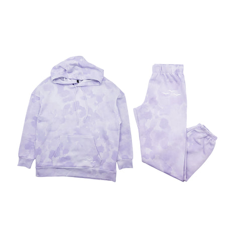 WOMEN LAZY PANTS OVERSIZED FLEECE TRACKSET (PURPLE)