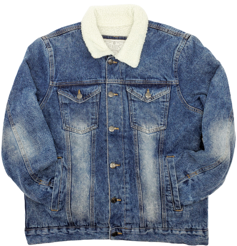 AKADEMIKS FUR DENIM JACKET BLUE