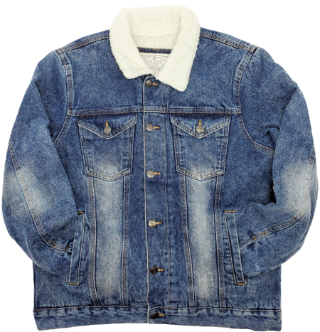 AKADEMIKS FUR DENIM JACKET BLUE