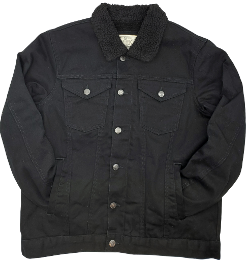 AKADEMIKS FUR DENIM JACKET BLACK