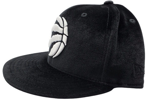 MEN'S TORONTO RAPTORS 5950 FITTED WHITE LOGO ON BLACK VELOUR HAT