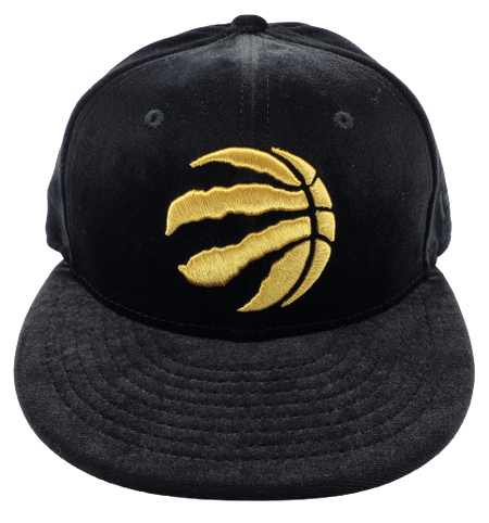 MEN'S TORONTO RAPTORS 5950 FITTED GOLD LOGO ON BLACK VELOUR HAT