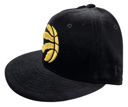 MEN'S TORONTO RAPTORS 5950 FITTED GOLD LOGO ON BLACK VELOUR HAT