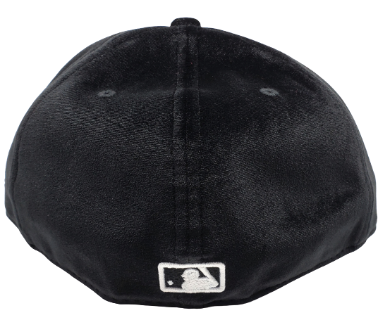 MEN'S TORONTO BLUEJAYS 5950 FITTED WHITE/BLACK LOGO ON BLACK VELOUR HAT